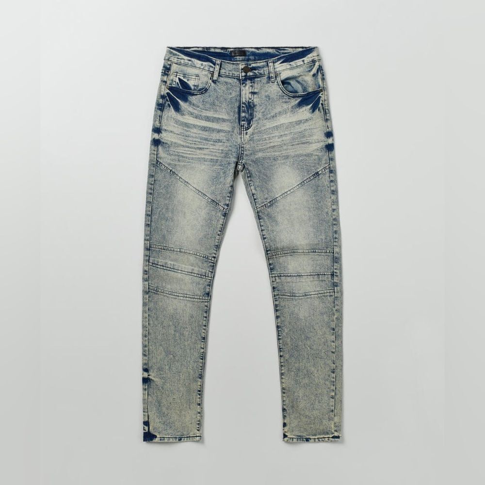 Reason Premium Denim Straight Fit Jeans In Blue Wash
